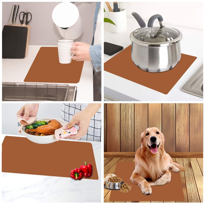 NewNest Australia - wellhouse 23.6" by 15.7" Extra Large Mulitpurpose Silicone Nonstick Pastry Mat Countertop Protector Heat Resistant Nonskid Table Mat(Coffee) Coffee 