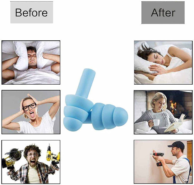 Silicone Ear Plugs for Sleeping Noise Cancelling Reusable Reduce Noise CancelligEarplugs Washable Waterproof for Sleeping Swimming Work, Study, Snore, Travel for Adults & Kids - 5 Pairs - NewNest Australia