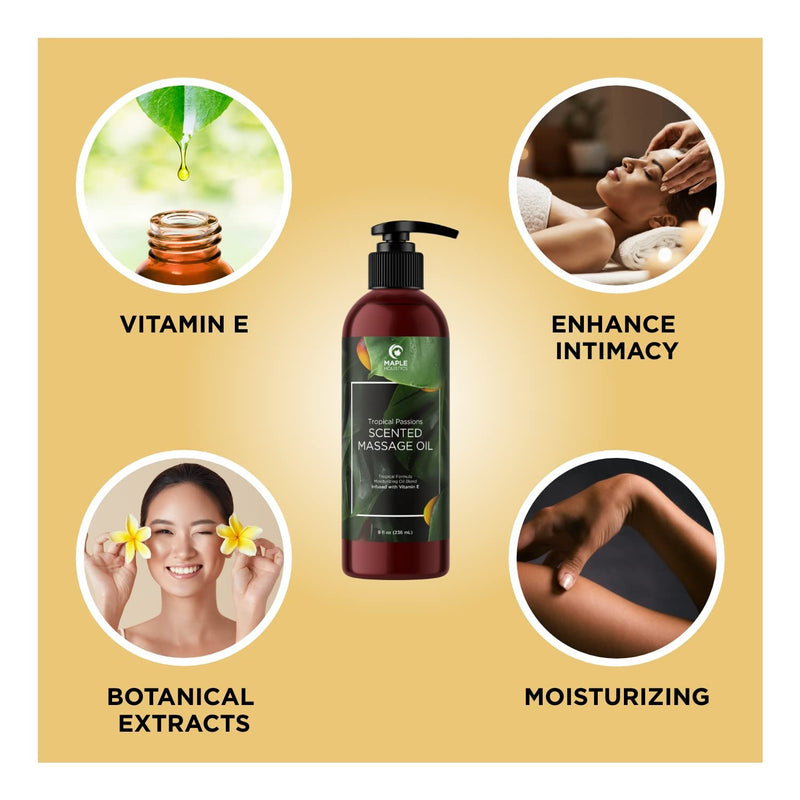Tropical Sensual Massage Oil for Couples - Exotic Full Body Massage Oil - Relaxing and Moisturizing Body Oil for Men and Women Featuring Natural Aromatic Oils for Romantic Gifts for Her and Him - NewNest Australia