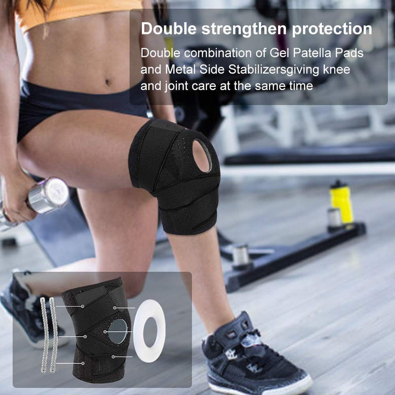 Knee Brace for Arthritis,ACL and Meniscus Tear,Open-Patella Stabiliser, Adjustable Brace,Best Knee pad Support for Sports Injury Rehabilitation & Protection Against re-Injury (Single) BLACK - NewNest Australia