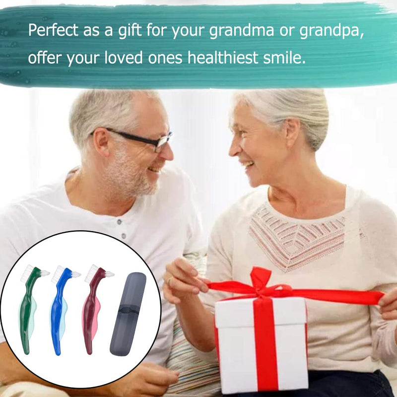 Pack Of 3 Hard Denture Brush, Denture Brush, Oral Care, Hard Denture Brush, Double Sided Brush, With Portable Carry Bag, Multi-Layer Denture Brush For Denture Care - NewNest Australia