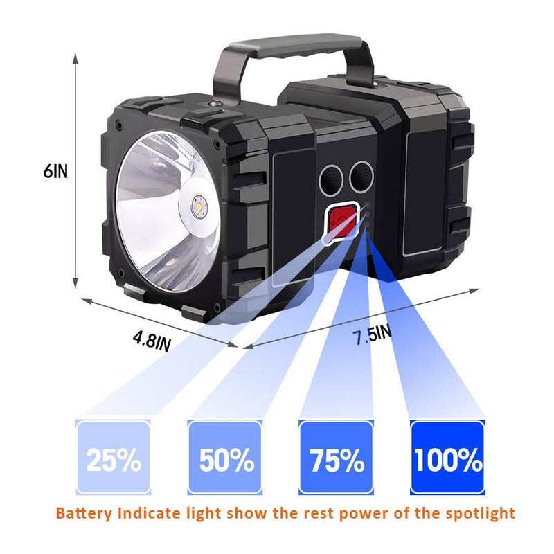 Rechargeable Spotlight Flashlight, 6000 High Lumen LED Spotlight Flashlight,10000mAh 20h Ultra-long Standby, 3+4 Light Modes Tactical LED Handheld Flashlight Waterproof with USB Output as a Powerbank Rechargeable Spotlight Flashlight - NewNest Australia