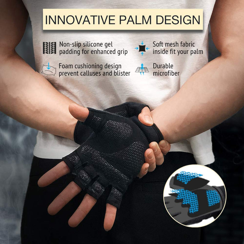 Atercel Workout Gloves for Men and Women, Exercise Gloves for Weight Lifting, Cycling, Gym, Training, Breathable and Snug fit Black Large - NewNest Australia