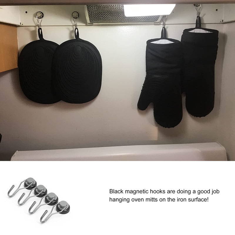 Ant Mag Magnetic Hooks, Heavy Duty Neodymium Magnet Hooks, Great for Refrigerator Grill Cruise Hooks, Magnetic Hangers Tools Holding for Kitchen,Office,Classsroom and Workplace Pack of 4 Black - NewNest Australia