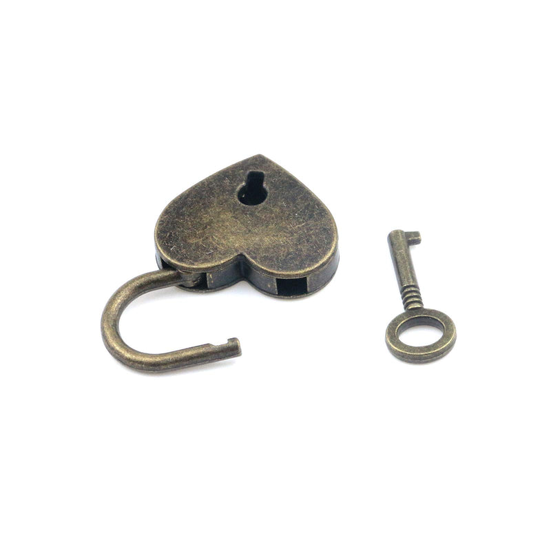 T Tulead 4PCS Vintage Padlock Bronze Heart-Shaped Locks 39x30mm Mini Locks with Keys for Notebook Box Cabinet Bronze,39x30mm - NewNest Australia
