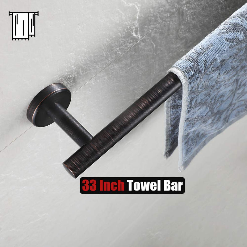 JQK Oil Rubbed Bronze Towel Bar, 30 Inch Stainless Steel Towel Rack Bathroom, Towel Holder ORB Wall Mount, Total Length 33 Inch, TB110L30-ORB - NewNest Australia