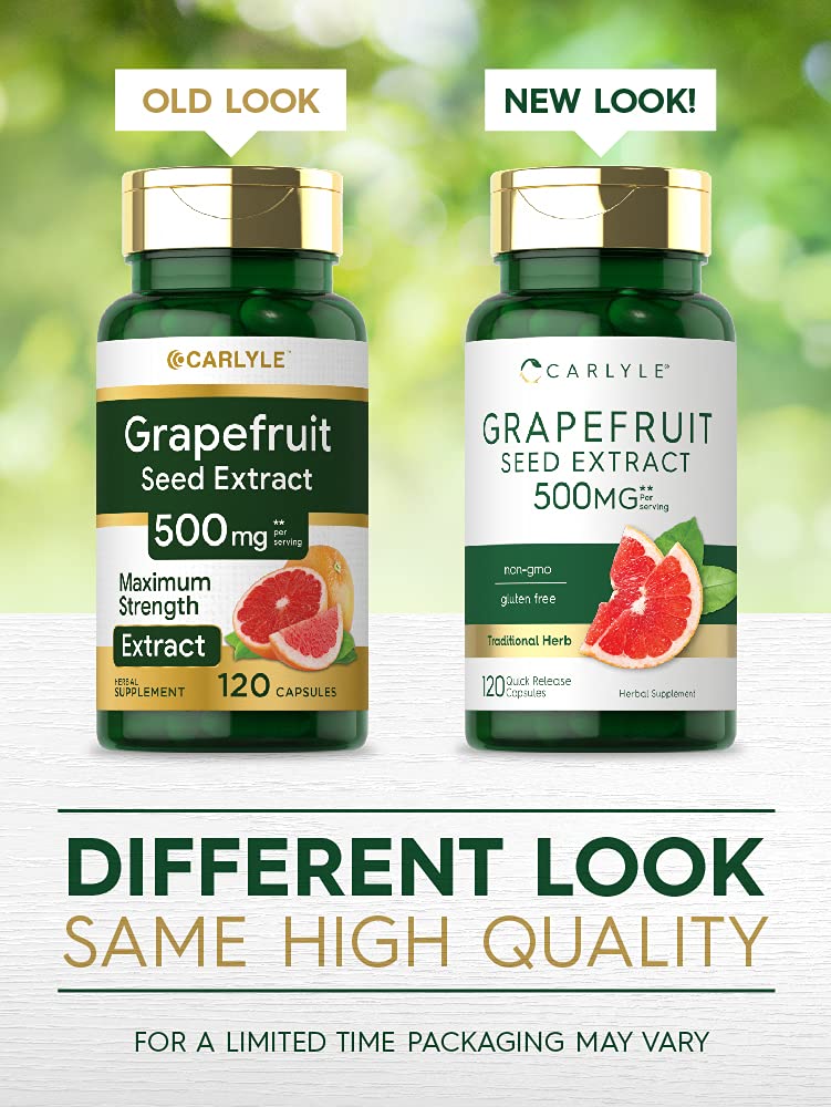 Grapefruit Seed Extract | 500 mg 120 Capsules | Maximum Strength | Non-GMO, Gluten Free | by Carlyle - NewNest Australia