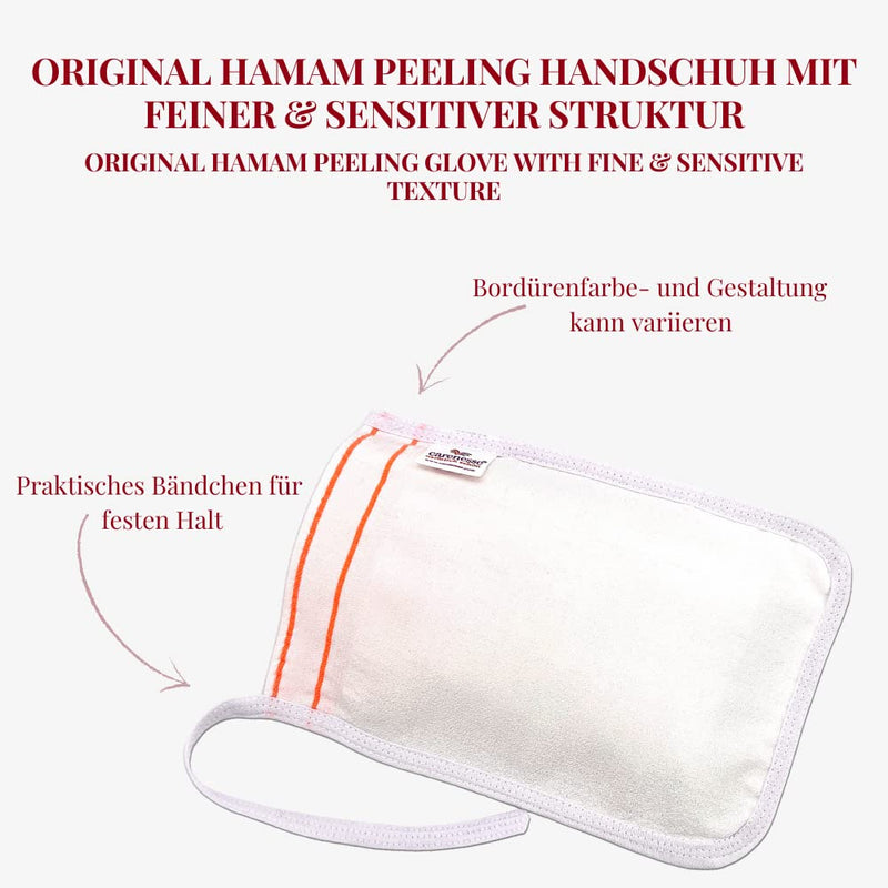 Carenesse Kese Hamam peeling glove fine I gentle facial peeling deep into the pores I Original Hammam peeling glove thin with ribbons I Exfoliating Glove - NewNest Australia