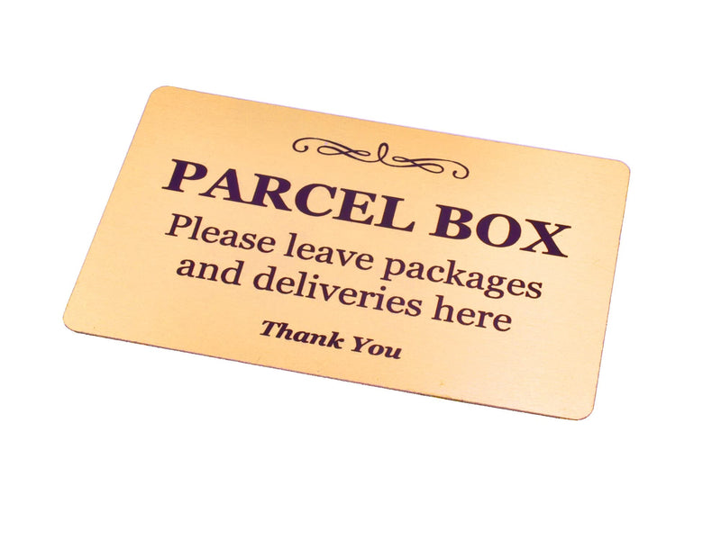 Parcel Box Sign - Manufactured from Metal. Aluminium with 3M Adhesive. Notice for Deliveries, Packages and Post. Make Sure You Don’t Lose Any Mail Again (Brass) Brass - NewNest Australia