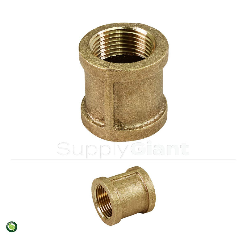 Supply Giant CSDQ0112 1-1/2 in. Two Female NPT Threaded Lead Free Coupling, Connecting Pipes and Fittings, Brass Construction, Higher Corrosion Resistance, Economical & Easy to Install, 18 - NewNest Australia