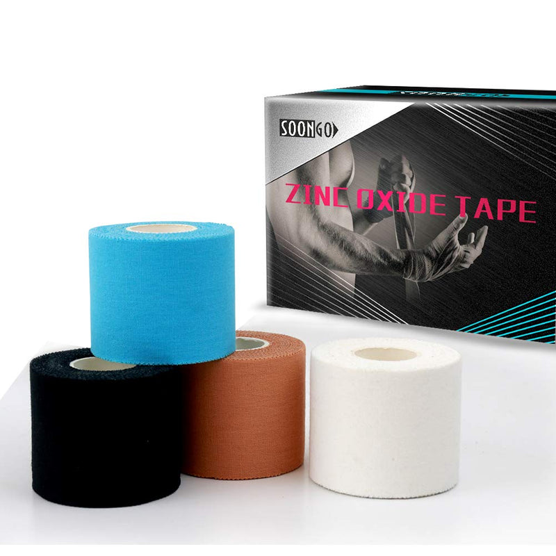 Zinc Oxide Tape 5cm x 10m Black 2 Rolls Sports Strapping Athletic Tape Inelastic Provide Maximum Support Fixed Joint Good Viscosity Hypoallergenic by SOONGO 5cm-10m(Pack of 2) - NewNest Australia