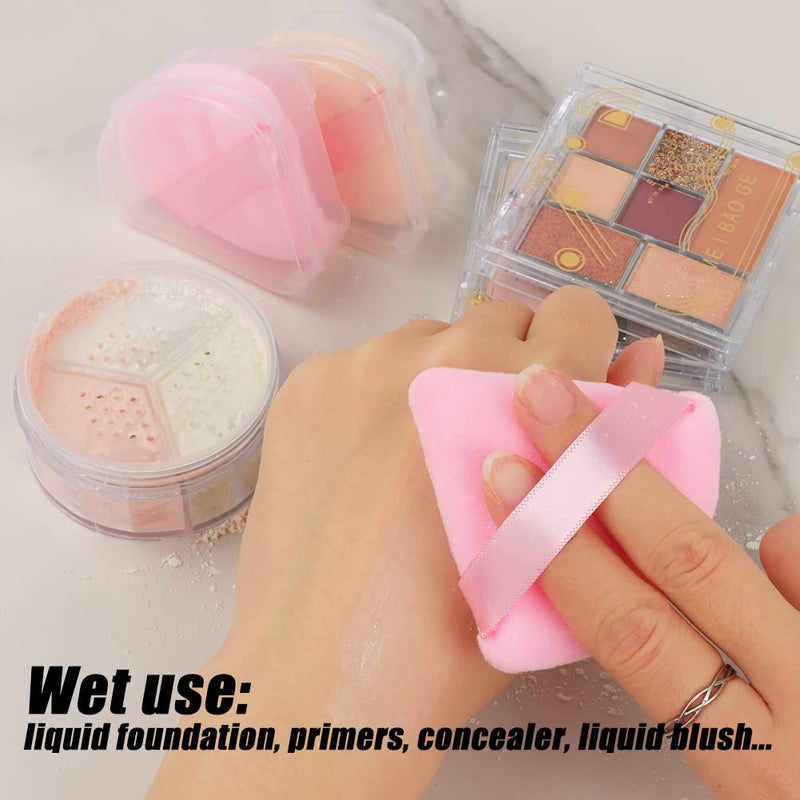 Ocim 4 Pack Triangle Powder Puffs for Face Powder,Soft Velour Makeup Setting Powder Puff with Case,Black S-4Pack Black - NewNest Australia