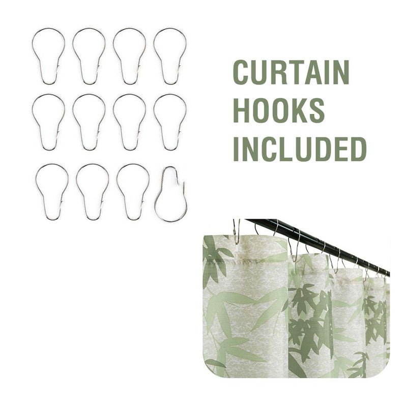 jinchan Shower Curtain Shower Drape for Bathroom Water-Repellent Bamboo Printed Sturdy Tight Weave Waterproof Oxford Fabric with 12 Hooks 1 Panel 70 inch Wide by 72 inch Long Green - NewNest Australia