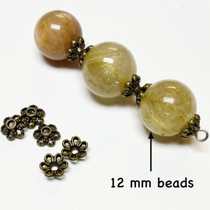 Heather's cf 500 Pieces Brass Tiny Bead Caps Findings (Fit 8mm 10mm Round Beads) for Jewelry Making Bronze - NewNest Australia