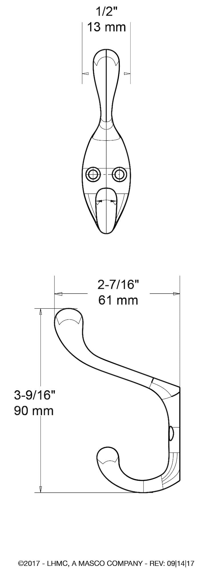 NewNest Australia - Liberty B42302Q-CHR-C5 3-Inch Heavy Duty Coat and Hat Hook, Polished Chrome 