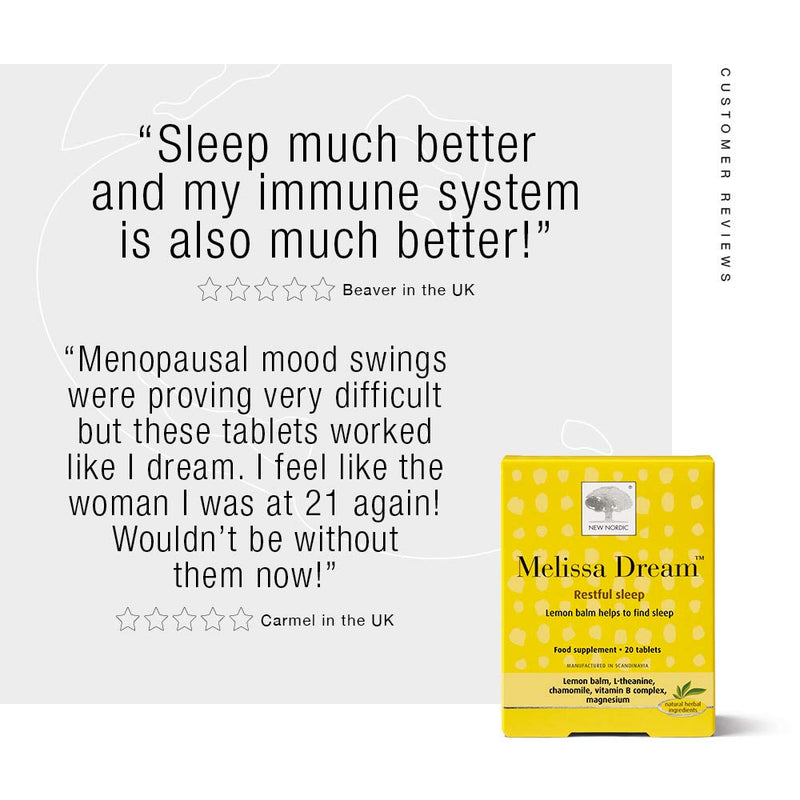 New Nordic Melissa Dream Herbal Sleeping Tablets 20 Pack - Natural Insomnia Relief - Natural Sleep Aid Tablets - Vegan Herbal Sleeping Tablets for Adults - NewNest Australia