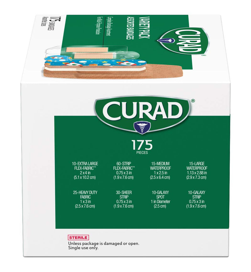 CURAD Family Bandage Variety Pack, 4 Styles Included; Waterproof, Galaxy, Flex-Fabric, Heavy Duty, 175 Bandages - NewNest Australia