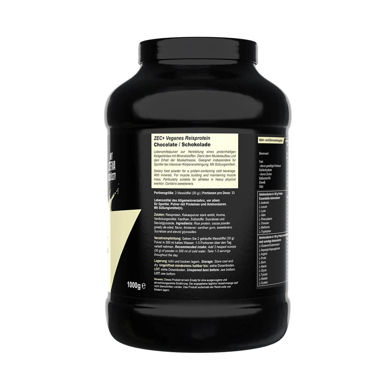 Zec + rice protein powder, vegan protein powder for optimal and pure plant protein supply, rice protein shake 1000 g - NewNest Australia