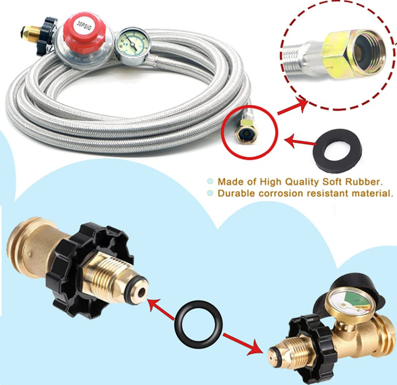 VkerQerd 30Pcs Propane Tank Gasket & O-Rings with 1Roll PTFE Thread Seal Tapes, 0.59in Propane O-Ring Adapter & 0.73 Inch Propane Pipe Hose Seal Rings Gasket for Propane Tank Cylinder POL Connector - NewNest Australia