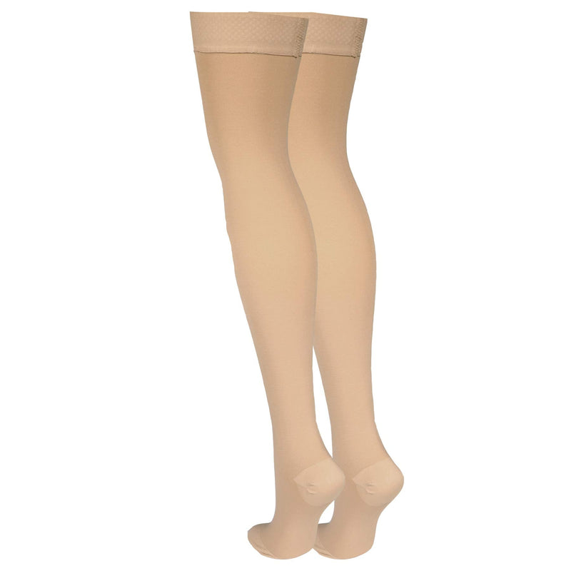 NuVein Medical Compression Stockings, 20-30 mmHg Support, Women & Men Thigh Length Hose, Closed Toe, Beige, Medium Medium (1 Pair) - NewNest Australia