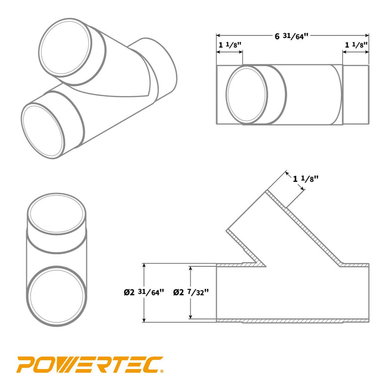 POWERTEC 70179 Y-Fitting, 2-1/2" - NewNest Australia