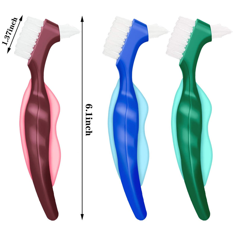 Pack of 6 denture brushes, hard denture toothbrushes, cleaning brush with white carrying case for cleaning artificial teeth - NewNest Australia