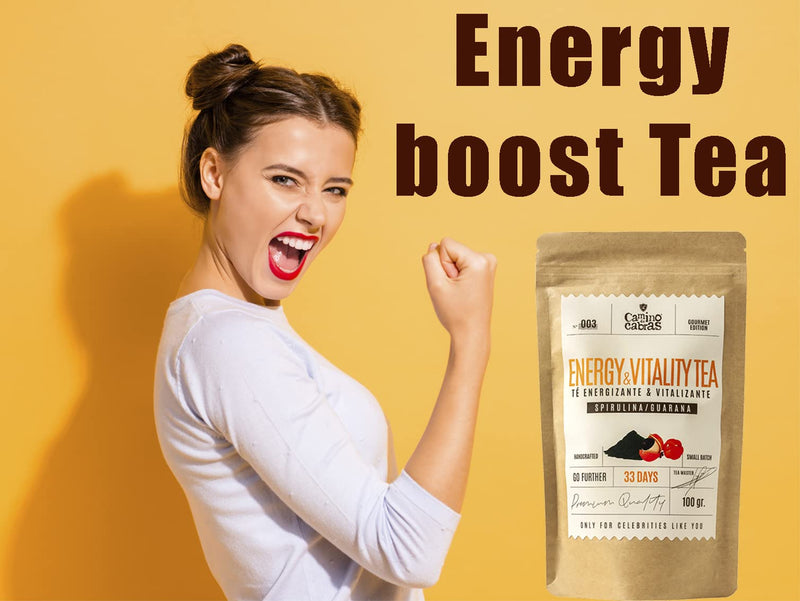 Energy Tee, Müdigkeit und Erschöpfung, Immunsystem stärken, Grüner Tee Lose mit Superfood Spirulina, Maca, Guarana, Yerba Mate, Matcha, Schwarzer Tee, Weißer Tee, Immun Boost, Kaffee Alternative 100g - NewNest Australia