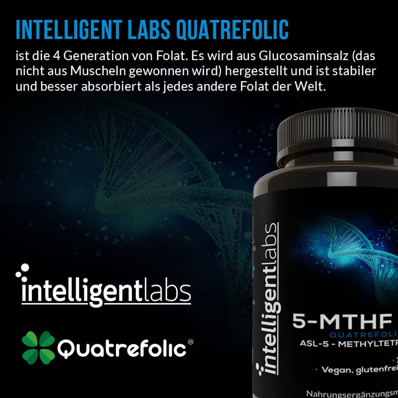 1Mg 5-Mthf Methylfolate By Intelligent Labs, 120 Capsules, 4 Month Supply, Folic Acid Supplement At The Best Price As Quatrefolic Acid, Activated Folate, 1Mg = 1000Mcg, 5 Methyltetrahydrofolate - NewNest Australia