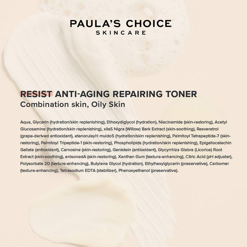 Paula's Choice Resist Anti Aging Repairing Toner - Hydrating & Pore Tightening for Breakout & Blackhead Prone Skin - with Niacinamide & Hyaluronic Acid - Oily to Combination Skin - 118 ml - NewNest Australia