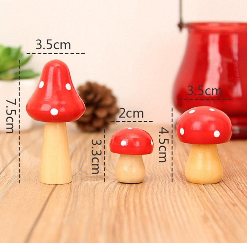 NewNest Australia - Skyseen 3PCS Wooden Mushrooms Craft Ornaments for Home Decor 