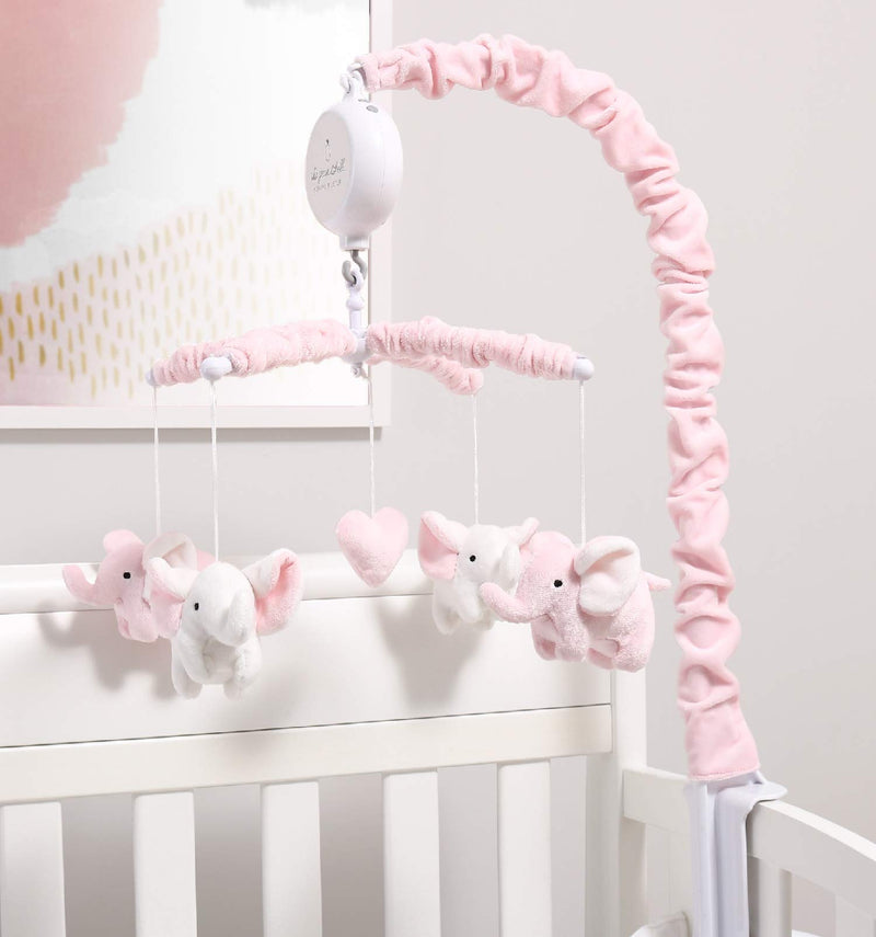 NewNest Australia - The Peanutshell Pink Elephant Musical Crib Mobile for Baby Girls | Digital Music Box with 12 lullabies 