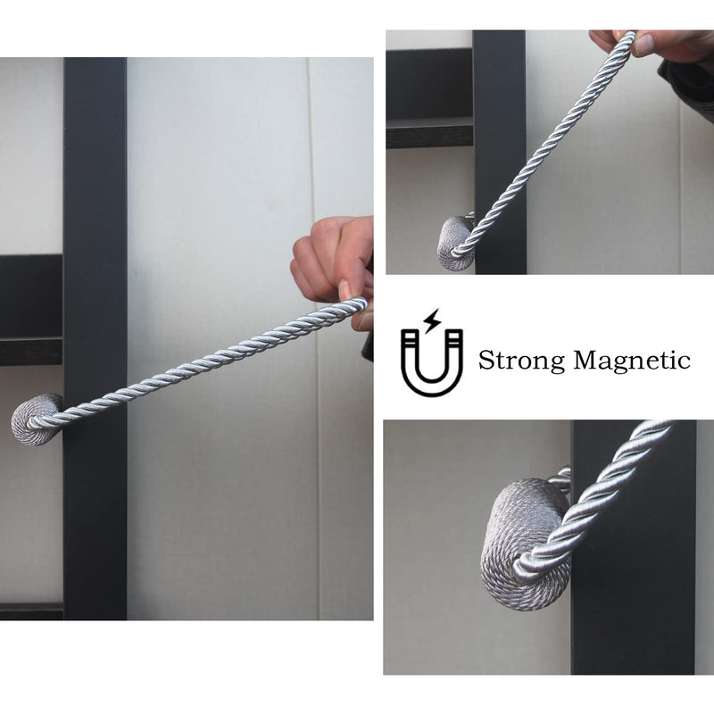 Hangtty Magnetic Curtain Tiebacks 2 Pack Grey Curtain Rope Tieback Curtain Holders for Drapes Modern Tie Backs Decorative Curtain Holdbacks - NewNest Australia