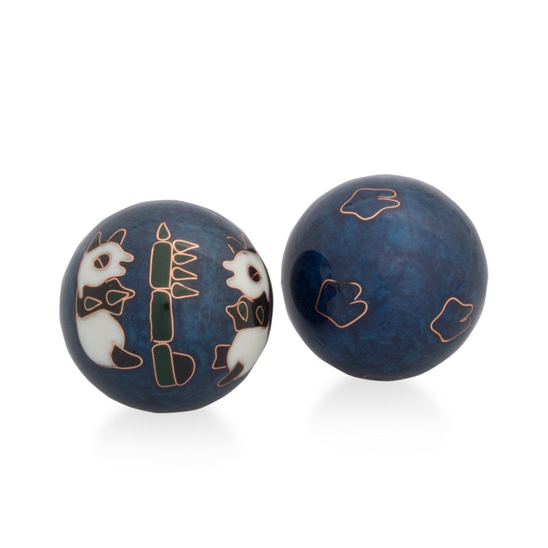 Meditation Qi-Gong balls with sound work | sound balls | Yin Yang | Design Panda blue | different diameters (Ø 30 mm) - NewNest Australia