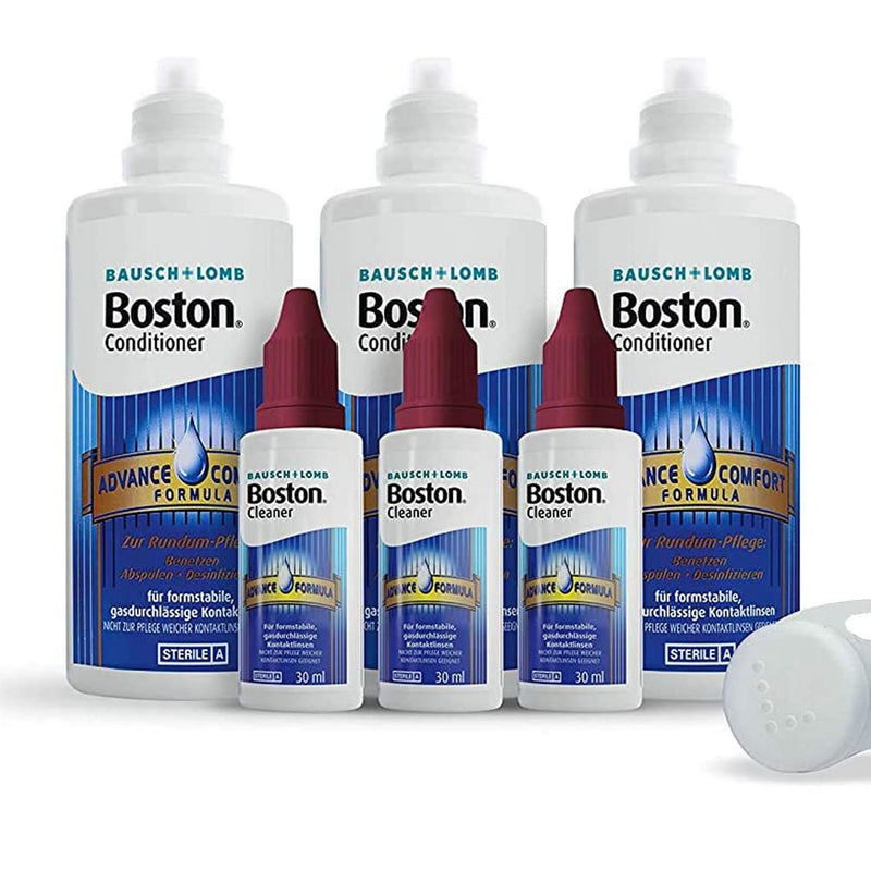 Bausch + Lomb Boston Advance Hard Lens Multipack: 3 x 30ml Contact Lens Cleaner, 3 x 120ml Storage Fluid Single - NewNest Australia