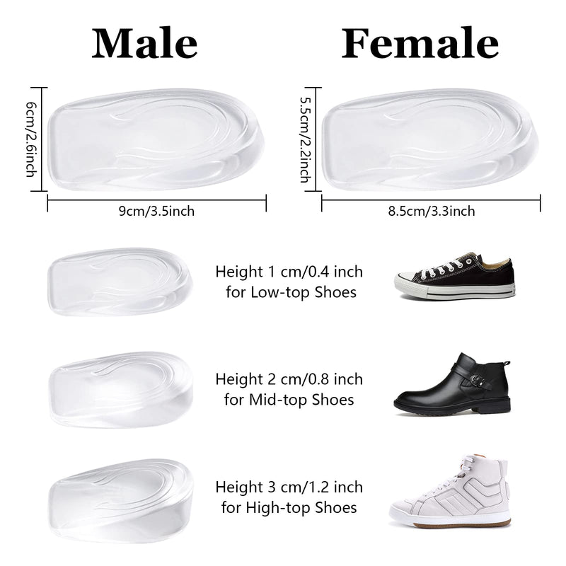 Silicone Heel Lift Inserts Cup Pads, Invisible Height High Increase Shoe Insoles Lifts, Wedge Silicone Insoles, Gel Heel Cups for Soft Heightening Taller (Men, 0.4 Inch/1cm) Men, 0.4 Inch/1cm - NewNest Australia