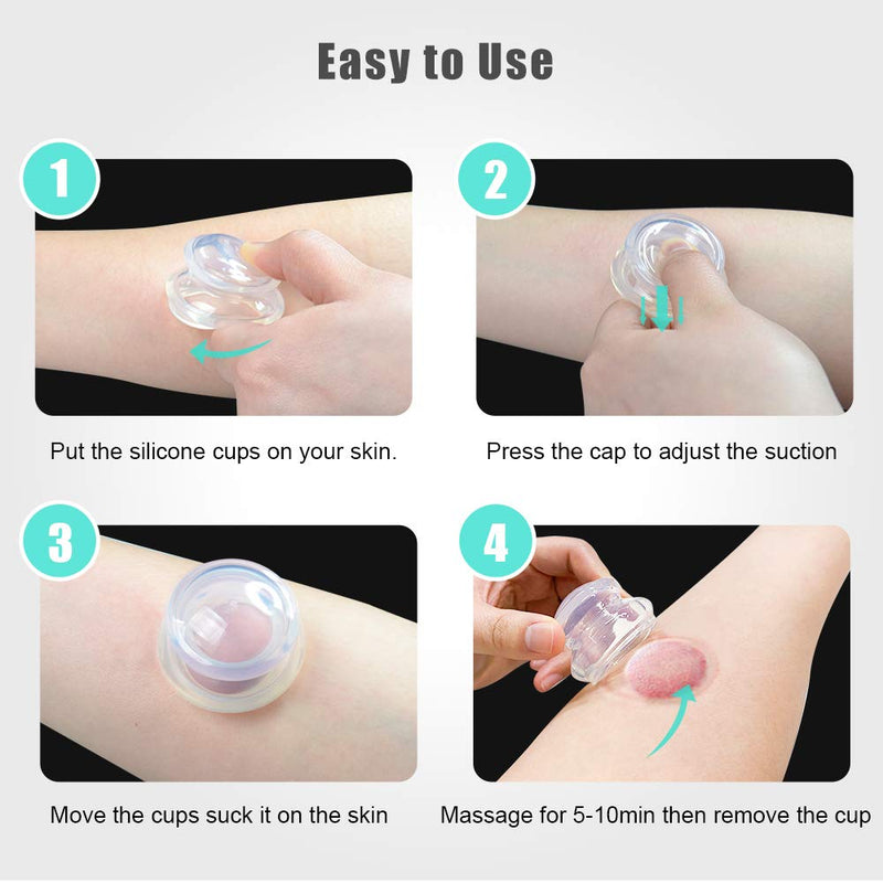 Silicone Massage Cupping Therapy Sets, ELERA Professional Chinese Massage Cups Tools for Joint Pain Relief, Massage Body (7 Cups) 7 Cups(S Size*3, M Size*2, L Size*2) - NewNest Australia