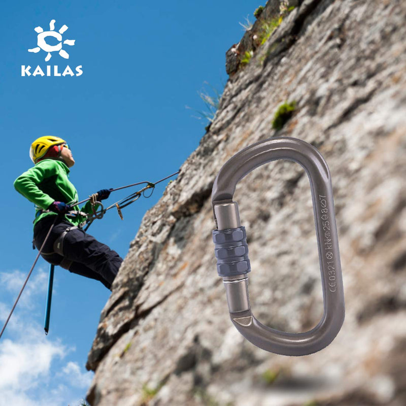 KAILAS 25KN Rock Climbing Carabiner Clip Heavy Duty Screw Gate Buckle Aluminium Ultra Studry Oval HCA Locking Carabiners - NewNest Australia