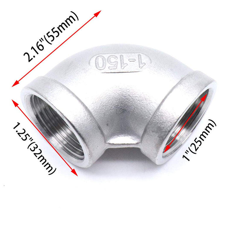 Sydien 90 Degree Elbow 1" BSPT Threaded Pipe Fitting Female x Female,Stainless Steel 304(1 pc) 1" - NewNest Australia