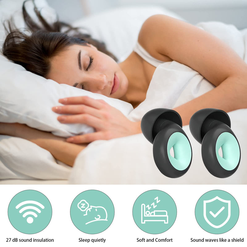 Tnsland Soft Ear Plugs Sleeping, Noise Ear Plugs Comfort Silicone Sleeping Ear Protection Noise Reduction 27 Db, 1 Pair Reusable Washable, Concert Work Learning Travel Black - NewNest Australia
