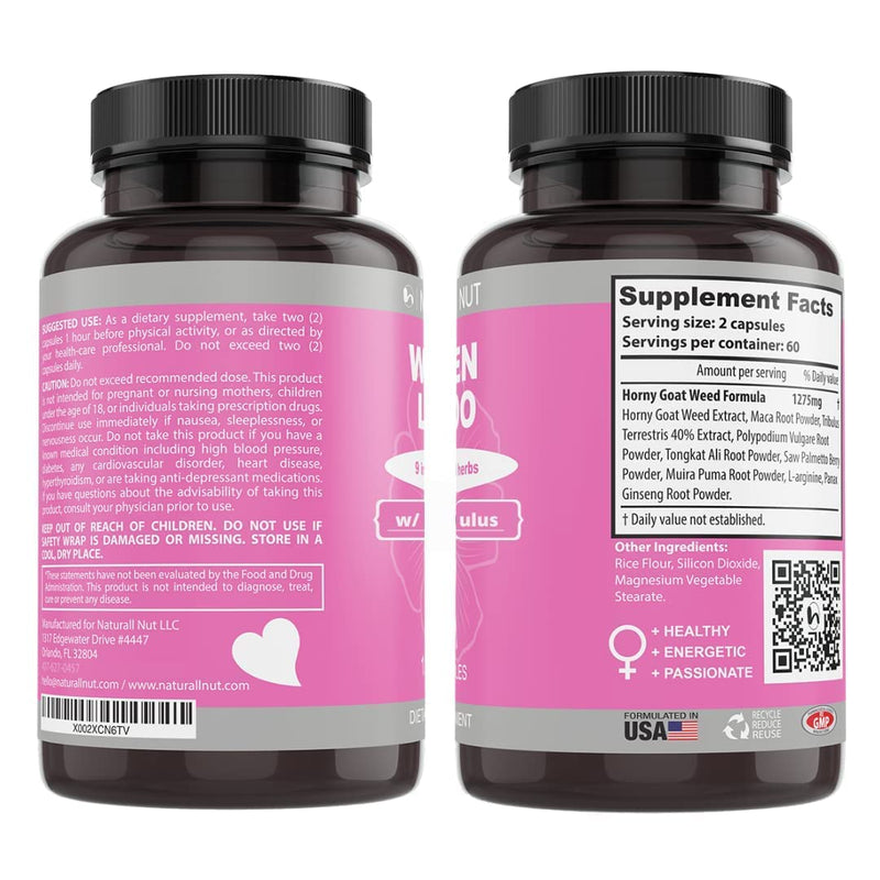 Women Libido - Promotes Increased Energy, Mood, Reduce Dryness, Herbal Complex for Women Health, PMS and Menopause Relief, 120 Vegan Capsules w/ Maca, Tribulus, Horny Goat Weed, Ginseng & Saw Palmetto - NewNest Australia