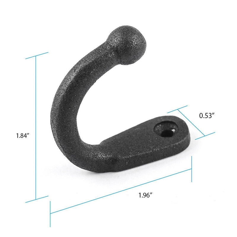 NewNest Australia - Renovator's Supply Coat Hook Wall Mounted Black Cast Iron 2 Inch Proj 