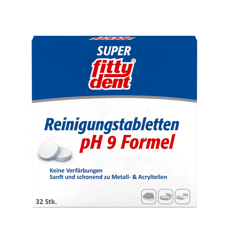 4 x Fittydent cleaning tablets 32 pieces - cleaning & care cleaning tablets with ph9 care formula - prevent discoloration - NewNest Australia