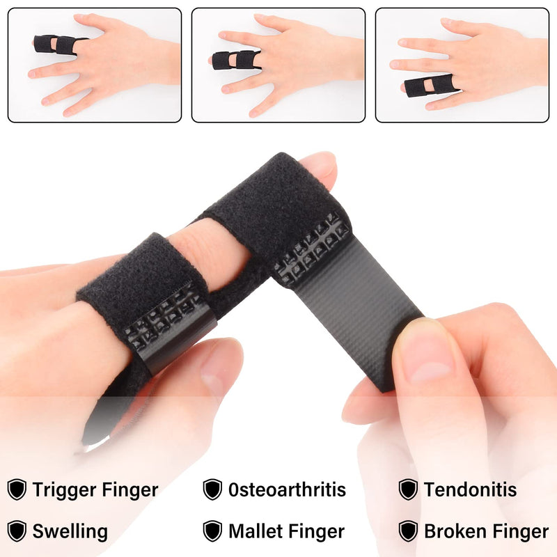supregear Finger Splint, 2 Pack Adjustable Reusable Trigger Finger Splint Finger Support with Removable Aluminum Rod for Index/Middle/Ring/Little Finger, Black (2 Pack) - NewNest Australia