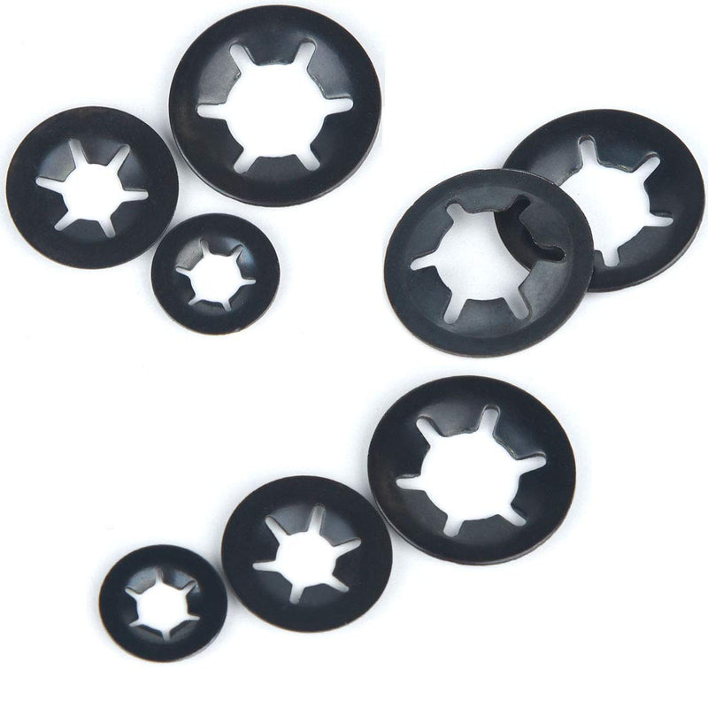 SpzcdZa 260pcs 7 size Internal Tooth Starlock Washers Locking Washer Assortment Kit, Push On Speed Clips Fasteners Assortment Kit,Quick Speed Locking Washers,Black Oxide Finish65Mn Black Oxide Finish - NewNest Australia