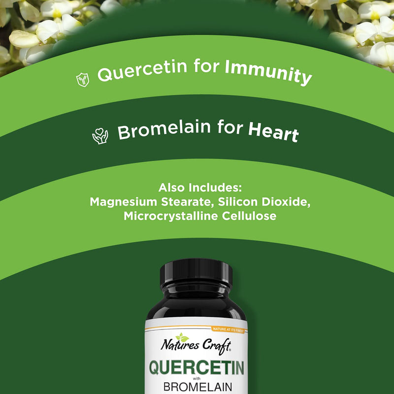Immune Support Quercetin with Bromelain Supplement - Quercetin 500mg Antioxidant Supplement for Joint Support Lung Health Immunity Boost and Brain Focus - Pure Quercetin Bromelain Brain Supplement - NewNest Australia