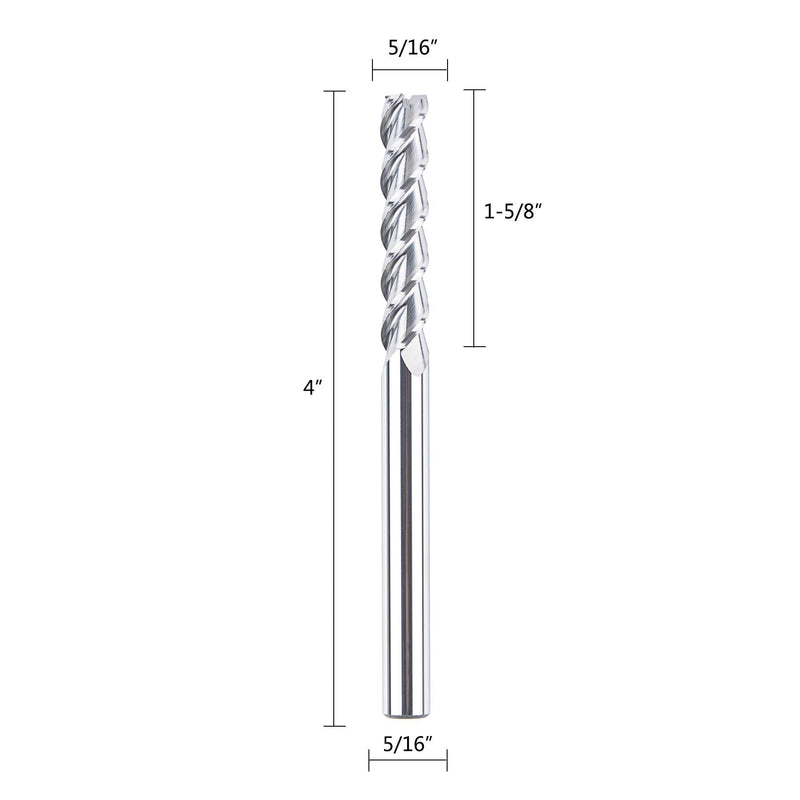 SpeTool Extra Long End Mill for Aluminum 5/16in CNC Router Bits Metal Cutter 3-Flute Tools, 1-5/8in Flute Length, 4in Overall Length - NewNest Australia