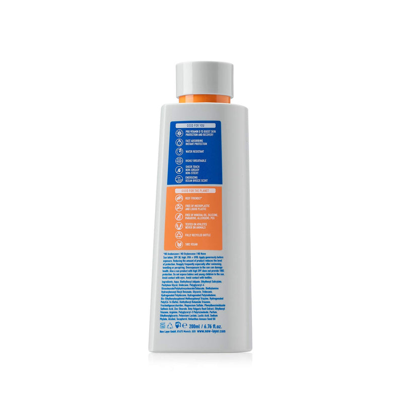 NEW LAYER Sunscreen | SPF 30 | Pro Vitamin D | Fast absorbing | Long lasting | Free of microplastic | Reef-friendly | Free of oxybenzone & octocrylene | Water resistant (200ml) - NewNest Australia