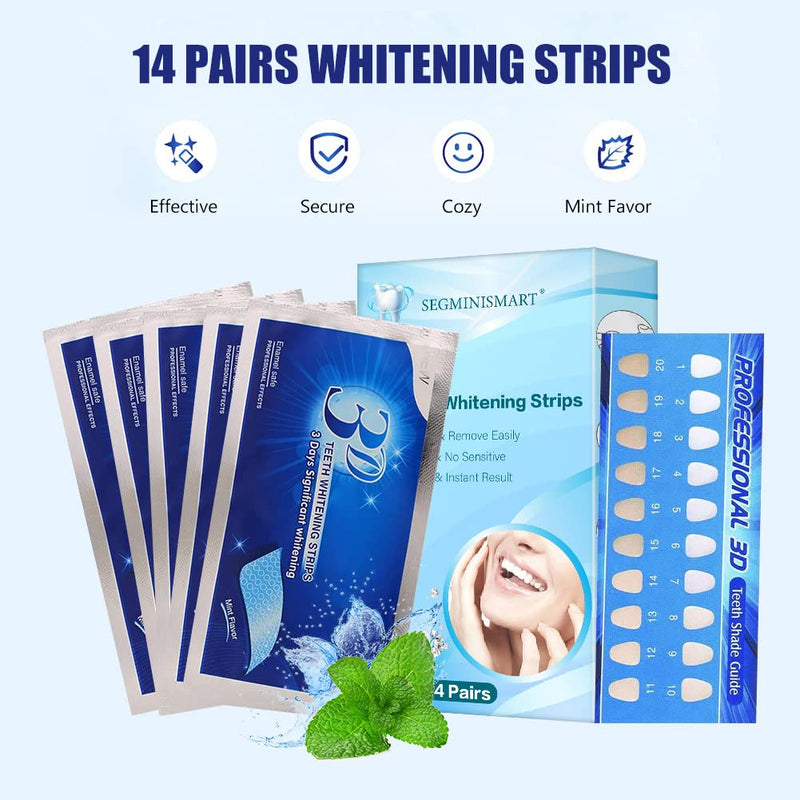 Teeth Whitening Strips, Teeth Bleaching, Teeth Whitening Kit, Teeth Whitening Natural Healthy Teeth Refresh Breath Tooth whitening kit for for Improve Coffee, Tea Stains and Refresh Breath, 14 Pairs - NewNest Australia