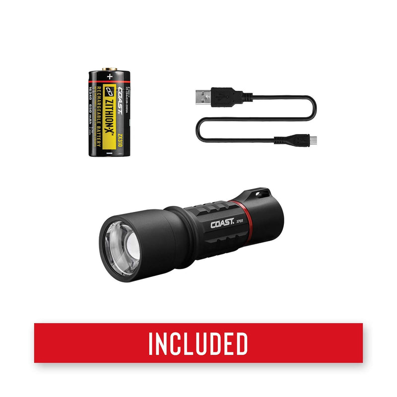 Coast XP6R 400 Lumen USB RECHARGEABLE-DUAL POWER LED Flashlight with PURE BEAM SLIDE FOCUS and Top Grade Aluminum Build - NewNest Australia