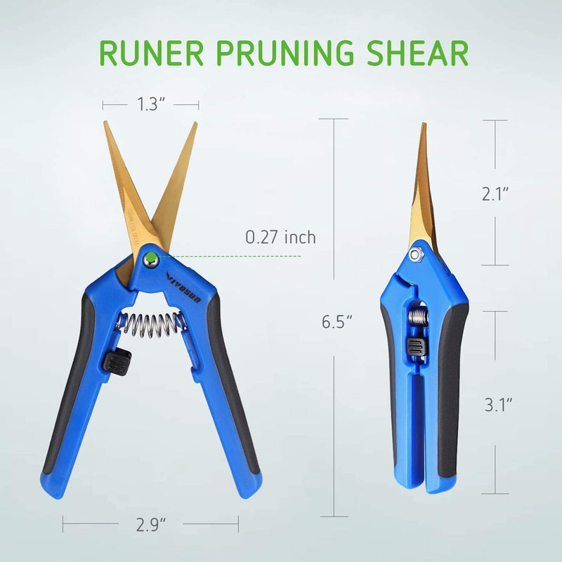 VIVOSUN 2-Pack Gardening Pruning Shear with Titanium Coated Curved Precision Blades Blue - NewNest Australia